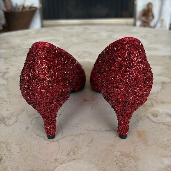 ISLO Isabella Loruso Red Sequinned Evening Pumps Heels - Picture 6 of 13